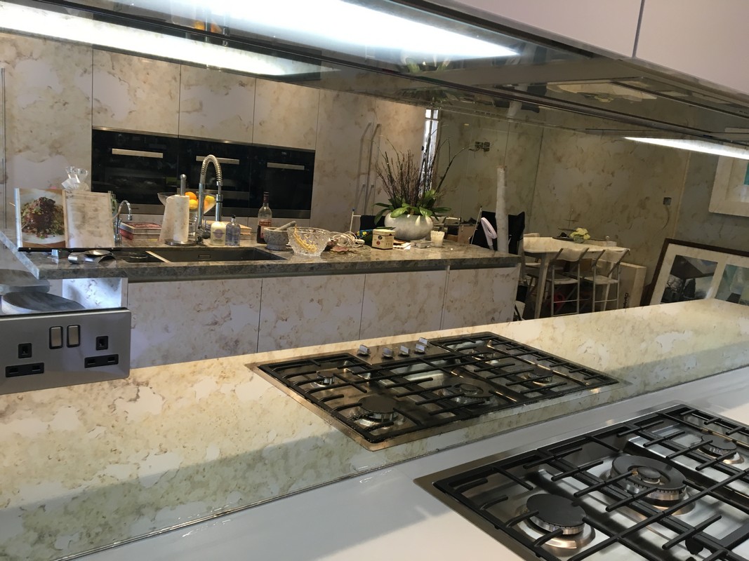 Mirror glass splashback in High Wycombe luxury kitchen